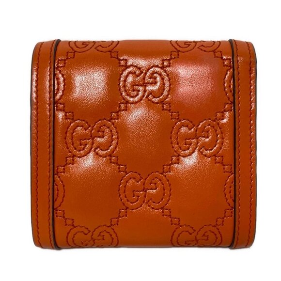 Auth GUCCI GG Matelasse 723799 Orange Leather - Bifold Wallet - Picture 2 of 7